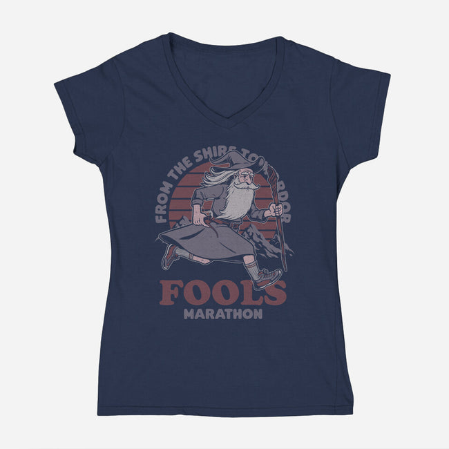 Fools Marathon-Womens-V-Neck-Tee-Studio Mootant