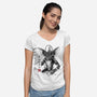 Kingston Falls Creature Sumi-e-Womens-V-Neck-Tee-DrMonekers