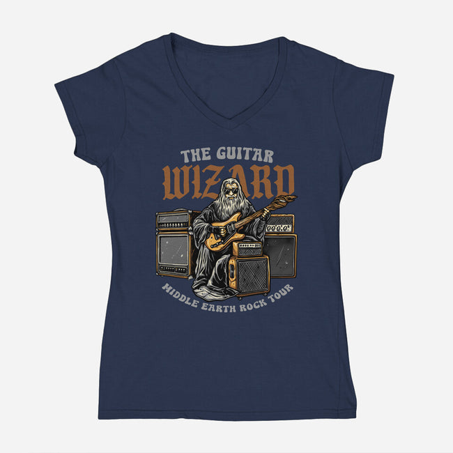 The Guitar Wizard-Womens-V-Neck-Tee-glitchygorilla