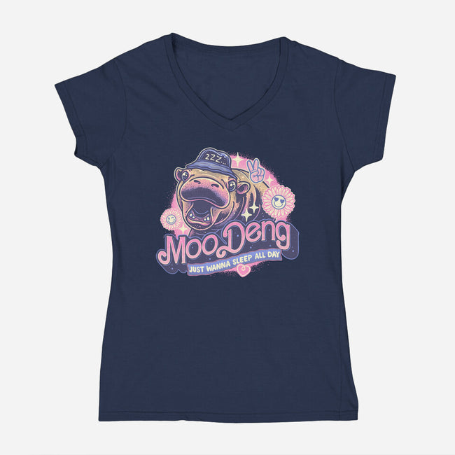 Just Wanna Sleep All Day-Womens-V-Neck-Tee-glitchygorilla