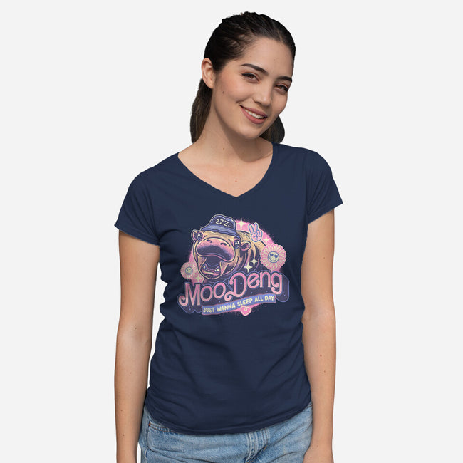 Just Wanna Sleep All Day-Womens-V-Neck-Tee-glitchygorilla