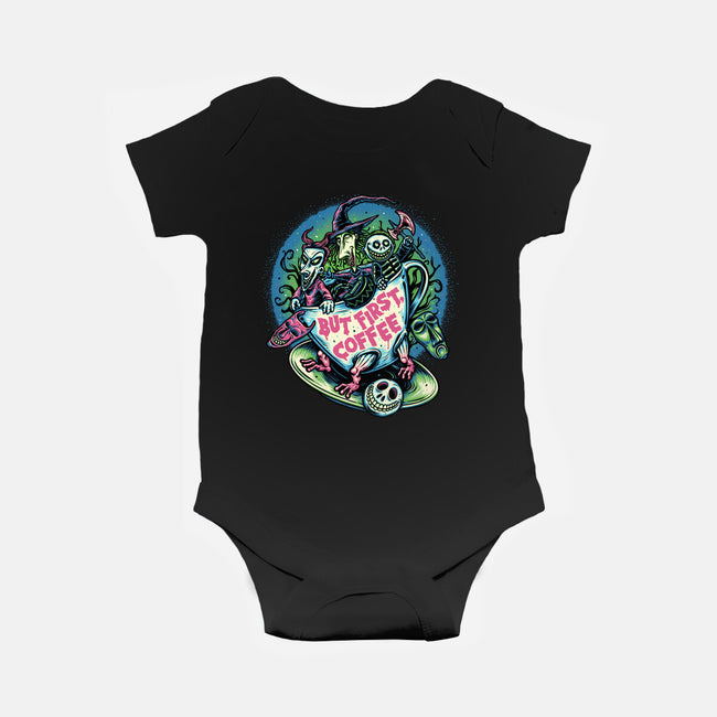 But First Coffee-Baby-Basic-Onesie-glitchygorilla