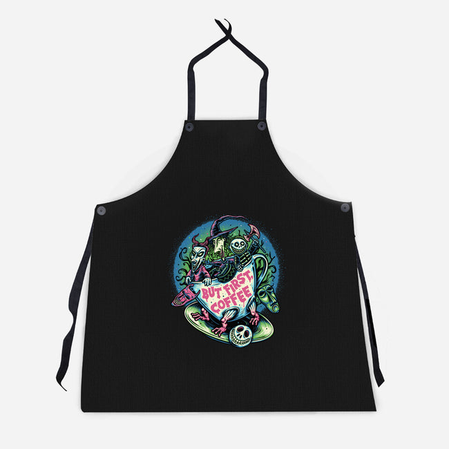 But First Coffee-Unisex-Kitchen-Apron-glitchygorilla