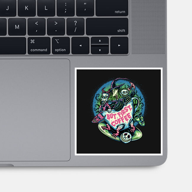 But First Coffee-None-Glossy-Sticker-glitchygorilla