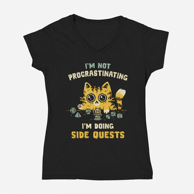 I'm Doing Side Quests-Womens-V-Neck-Tee-kg07