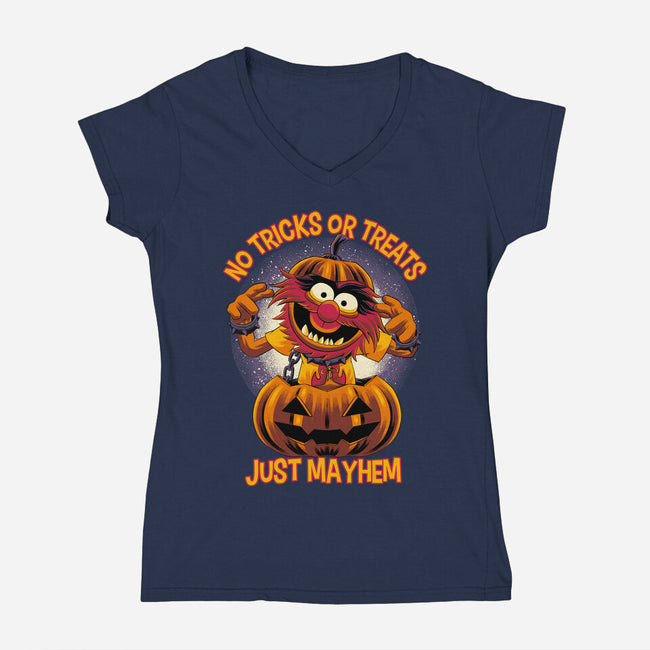 No Tricks Or Treats-Womens-V-Neck-Tee-rmatix