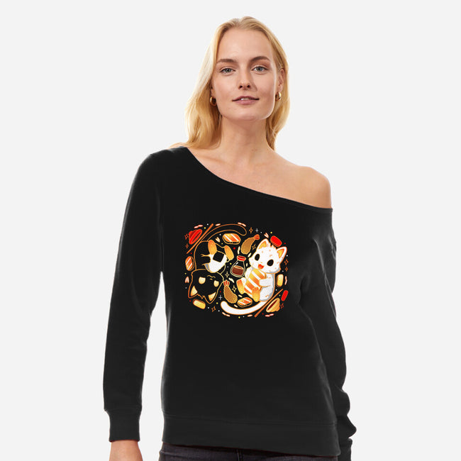 Sushi Japan Kittens-Womens-Off Shoulder-Sweatshirt-Vallina84