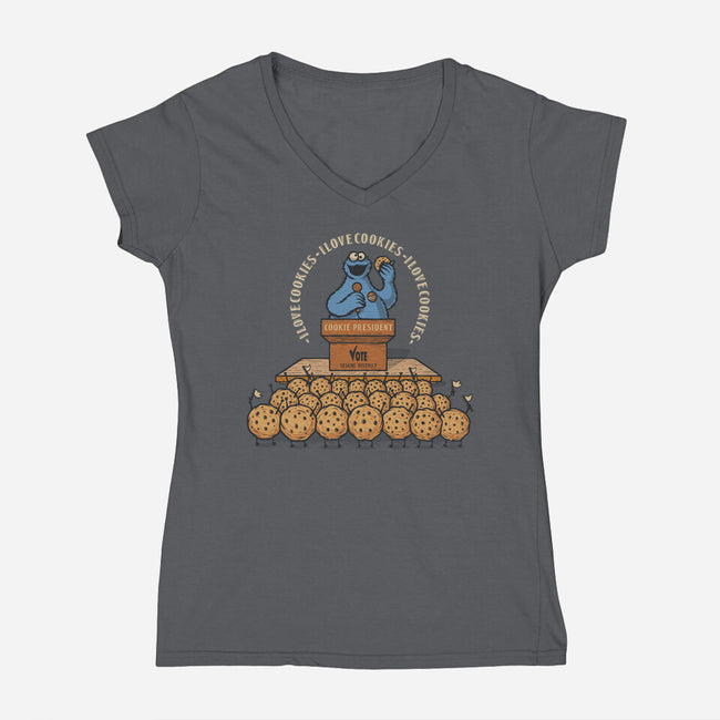 Cookie Elections-Womens-V-Neck-Tee-erion_designs