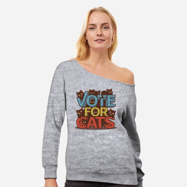 Vote For Cats-Womens-Off Shoulder-Sweatshirt-erion_designs