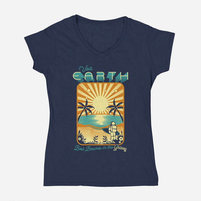 Best Beaches In The Galaxy-Womens-V-Neck-Tee-tobefonseca