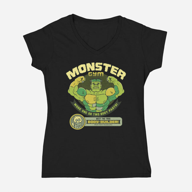 Frankenstein Bodybuilder-Womens-V-Neck-Tee-tobefonseca