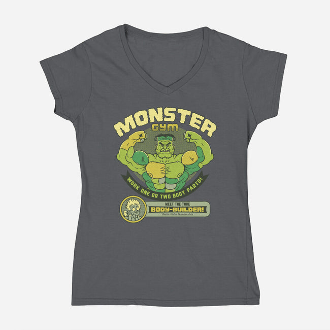 Frankenstein Bodybuilder-Womens-V-Neck-Tee-tobefonseca