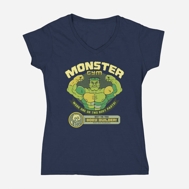 Frankenstein Bodybuilder-Womens-V-Neck-Tee-tobefonseca