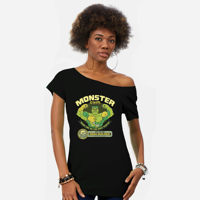 Frankenstein Bodybuilder-Womens-Off Shoulder-Tee-tobefonseca