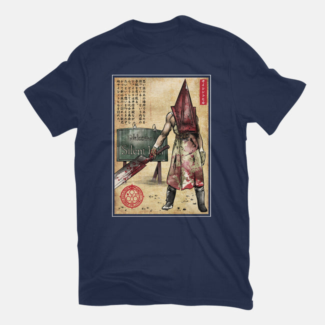 Pyramid Head Woodblock-Womens-Fitted-Tee-DrMonekers