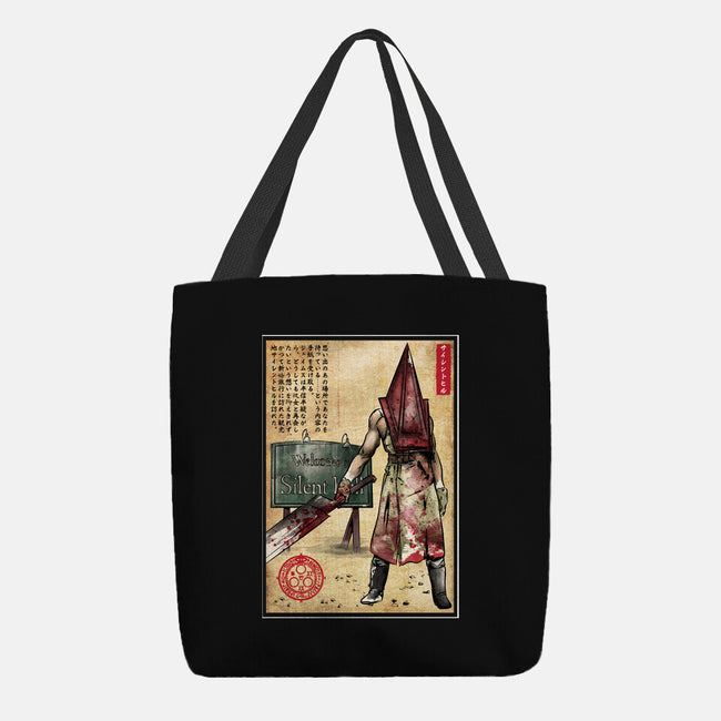 Pyramid Head Woodblock-None-Basic Tote-Bag-DrMonekers