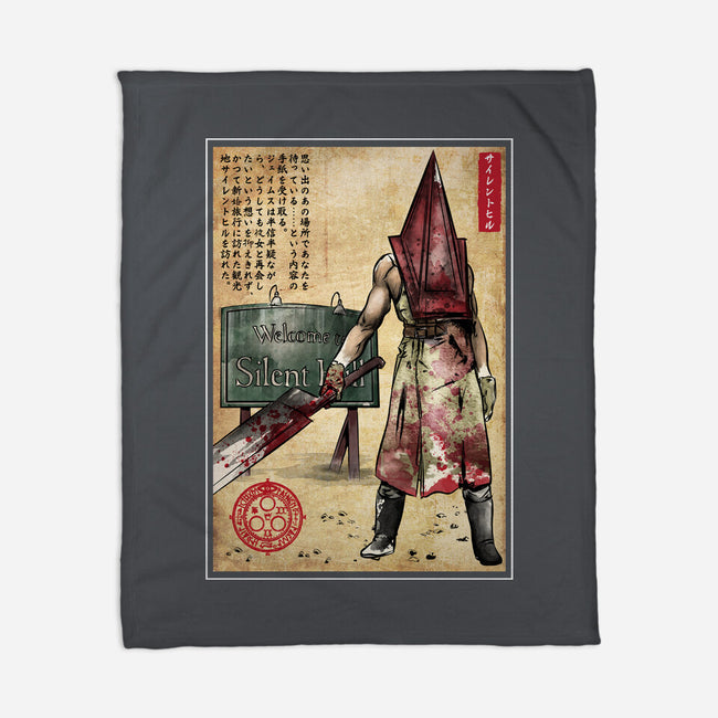 Pyramid Head Woodblock-None-Fleece-Blanket-DrMonekers