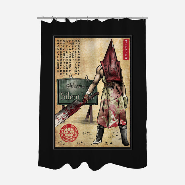 Pyramid Head Woodblock-None-Polyester-Shower Curtain-DrMonekers