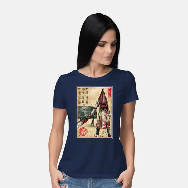 Pyramid Head Woodblock-Womens-Basic-Tee-DrMonekers