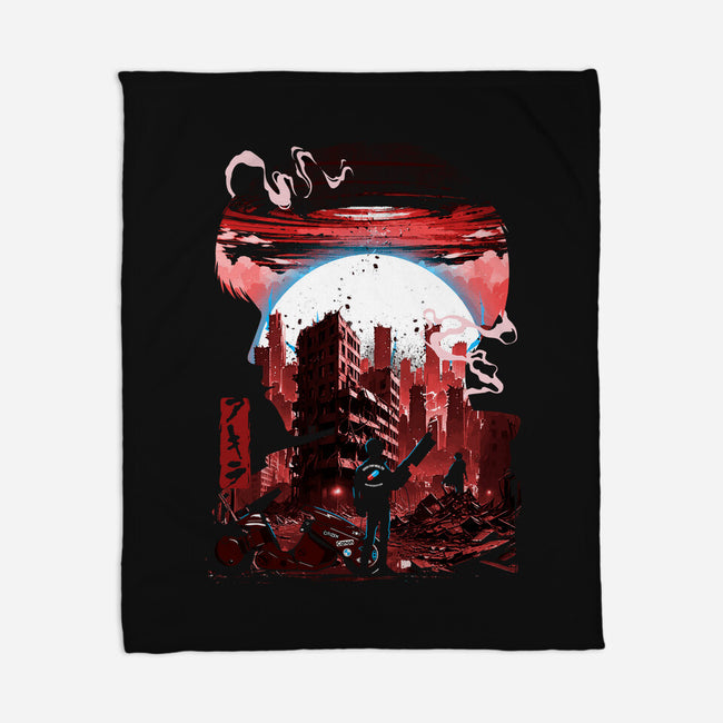 Neo-Tokyo Blues-None-Fleece-Blanket-Arinesart