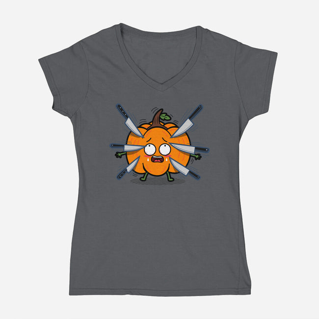 Designated Pumpkin-Womens-V-Neck-Tee-Boggs Nicolas