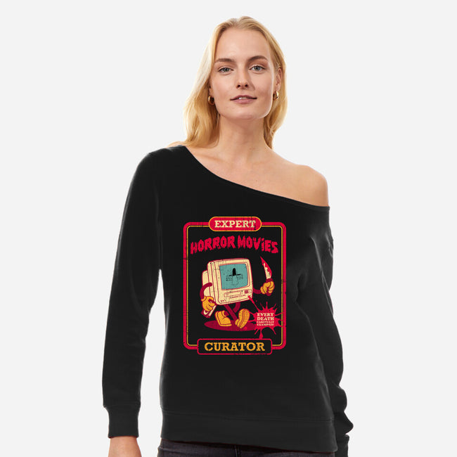 Expert Horror Movies Curator-Womens-Off Shoulder-Sweatshirt-sachpica