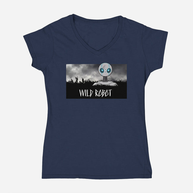 Wild Robot-Womens-V-Neck-Tee-jasesa