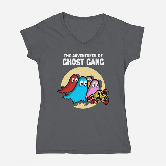 The Adventures Of Ghost Gang-Womens-V-Neck-Tee-zascanauta