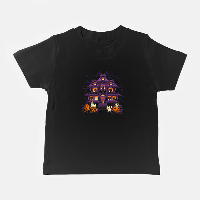 Pumpkin Haunted House-Baby-Basic-Tee-worlddominationforcats