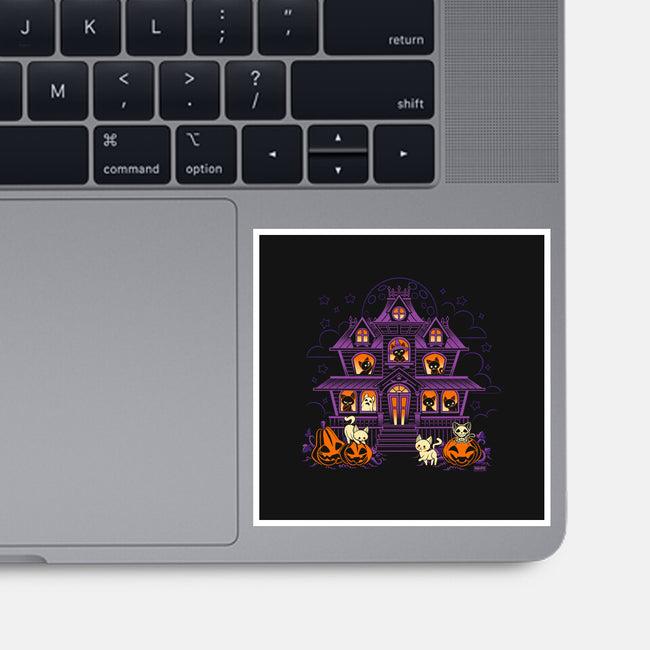 Pumpkin Haunted House-None-Glossy-Sticker-worlddominationforcats