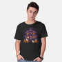 Pumpkin Haunted House-Mens-Basic-Tee-worlddominationforcats