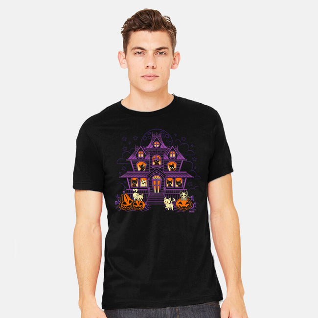 Pumpkin Haunted House-Mens-Heavyweight-Tee-worlddominationforcats