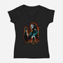 Attack Of Myers-Womens-V-Neck-Tee-hypertwenty