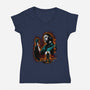 Attack Of Myers-Womens-V-Neck-Tee-hypertwenty