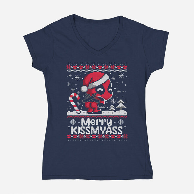 Merry Superhero-Womens-V-Neck-Tee-NemiMakeit