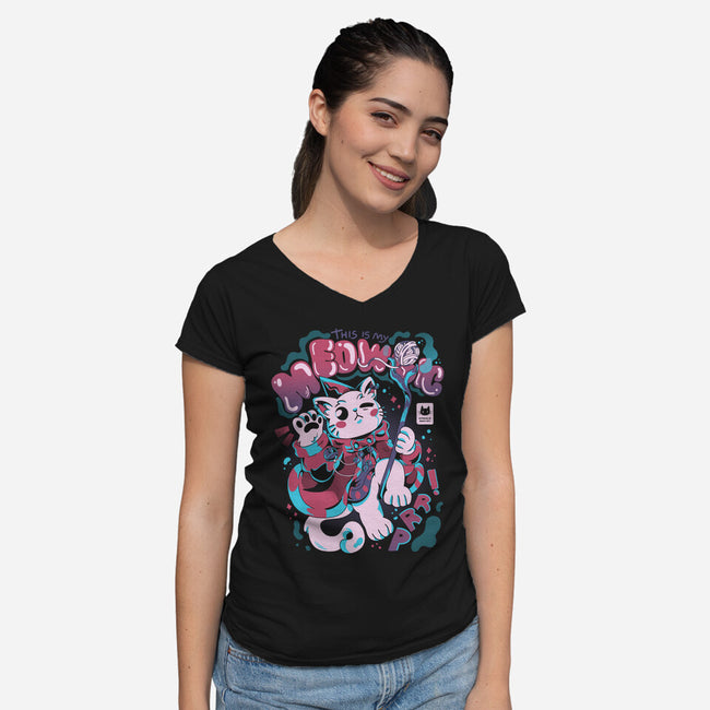 My Meowgic-Womens-V-Neck-Tee-yumie