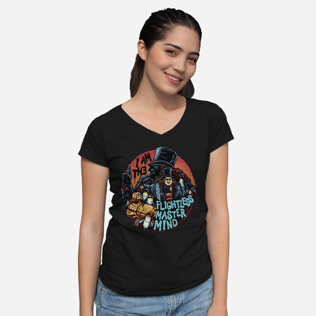 Flightless Mastermind-Womens-V-Neck-Tee-glitchygorilla