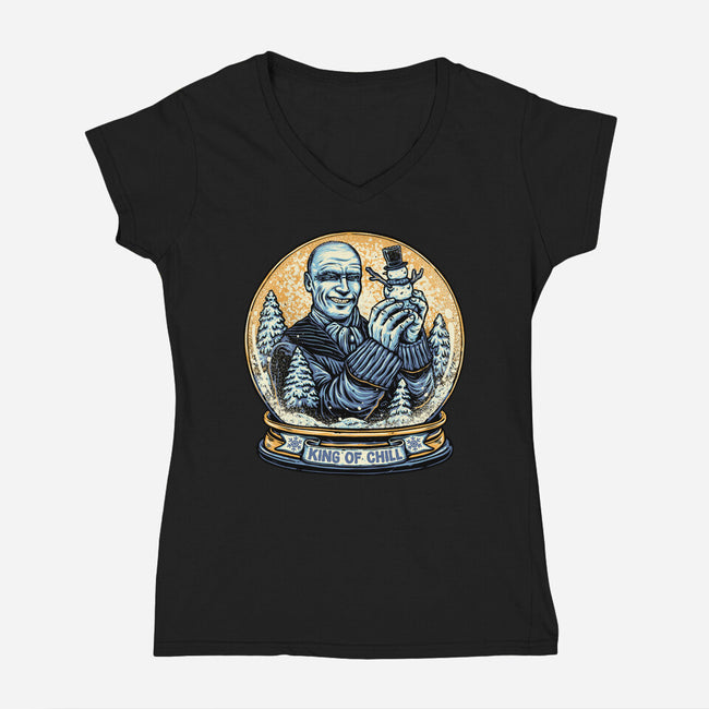 King Of Chill-Womens-V-Neck-Tee-glitchygorilla