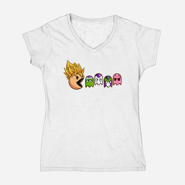 Eat Like Supersaiyan-Womens-V-Neck-Tee-spoilerinc