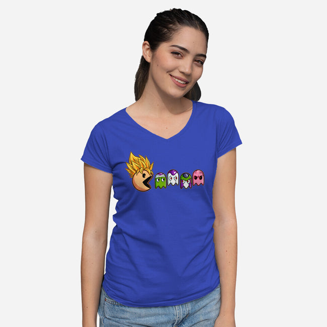 Eat Like Supersaiyan-Womens-V-Neck-Tee-spoilerinc