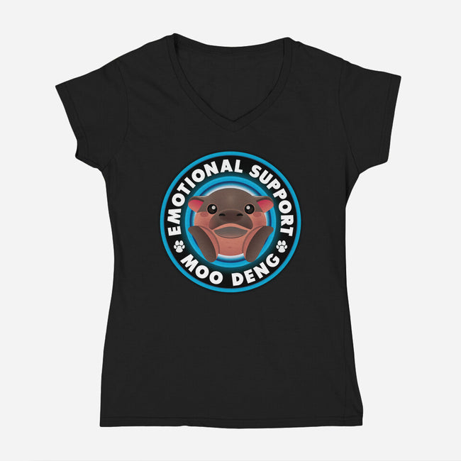 Emotional Support Hippo-Womens-V-Neck-Tee-Whimsical Thinker