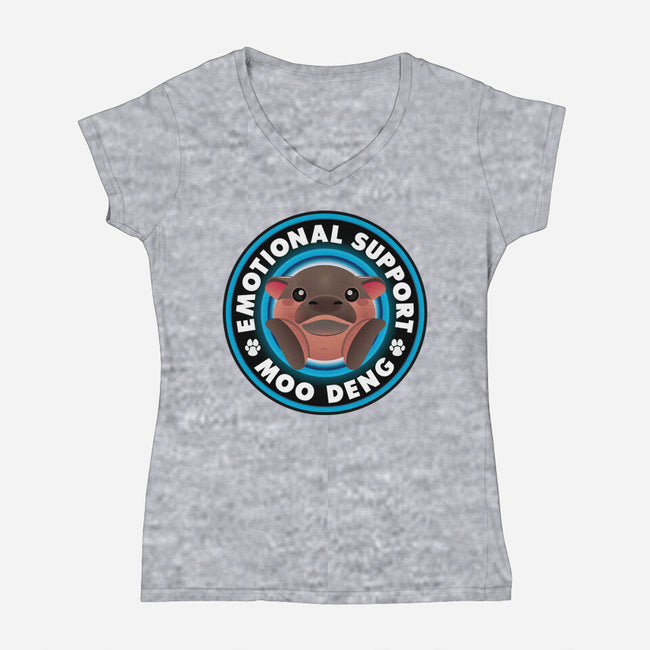 Emotional Support Hippo-Womens-V-Neck-Tee-Whimsical Thinker