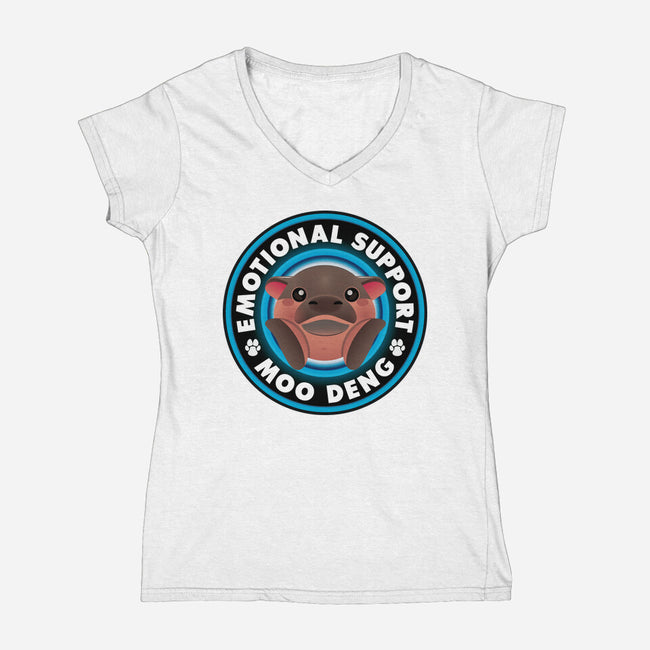 Emotional Support Hippo-Womens-V-Neck-Tee-Whimsical Thinker