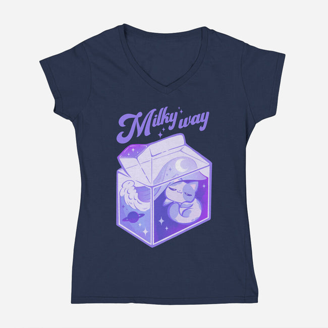 Milky Way-Womens-V-Neck-Tee-ricolaa