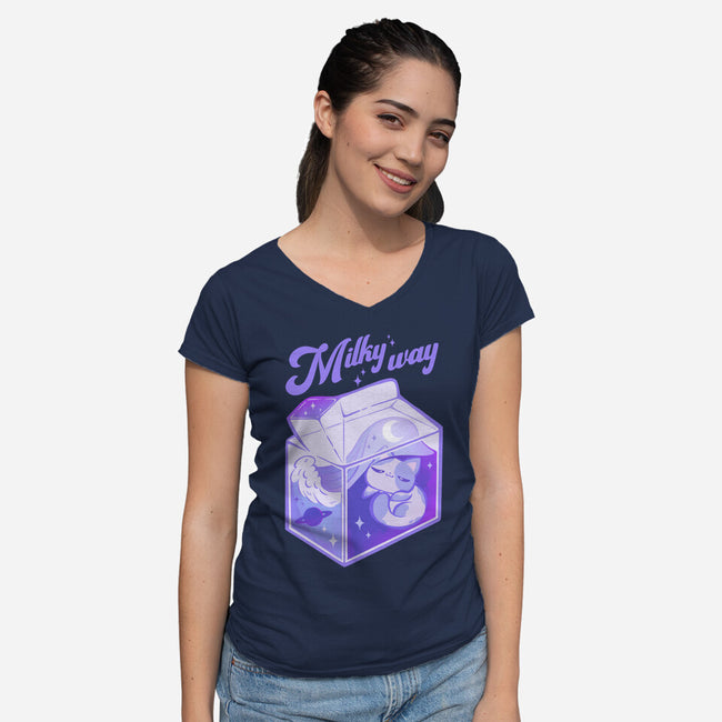 Milky Way-Womens-V-Neck-Tee-ricolaa