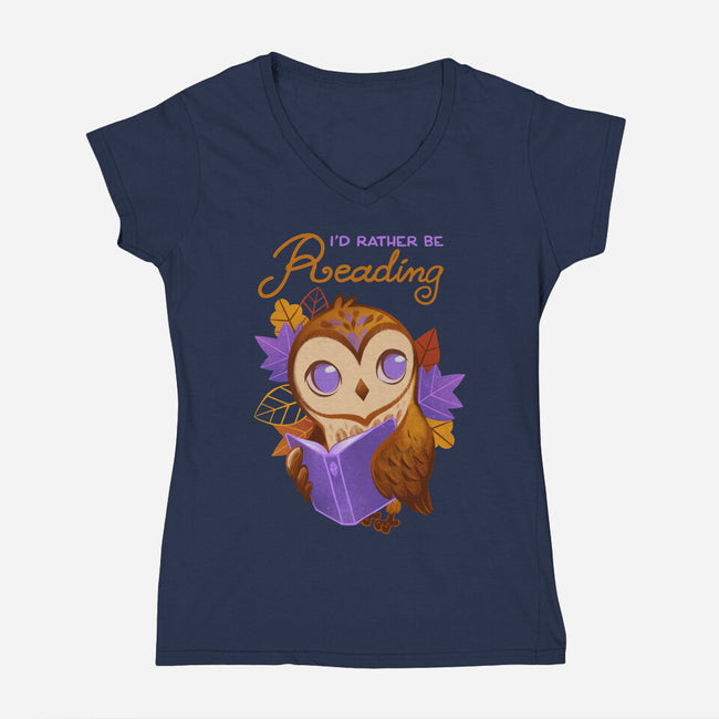 Rather Be Reading-Womens-V-Neck-Tee-ricolaa