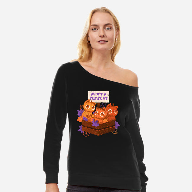 Adopt A Pumpcat-Womens-Off Shoulder-Sweatshirt-ricolaa