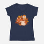 Fox And Owl Autumn-Womens-V-Neck-Tee-ricolaa