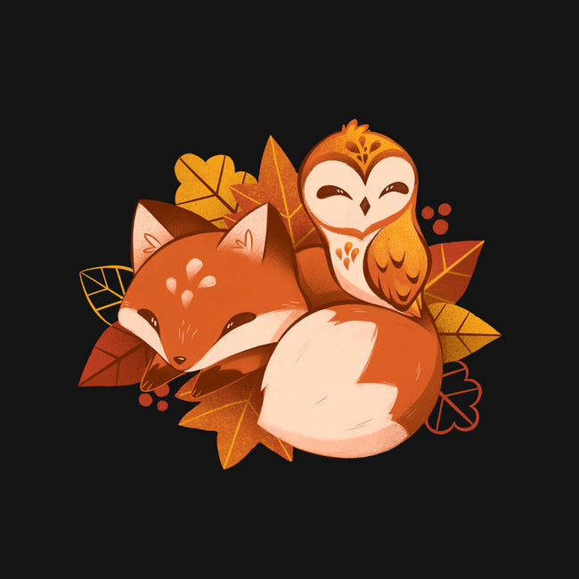 Fox And Owl Autumn-None-Stretched-Canvas-ricolaa