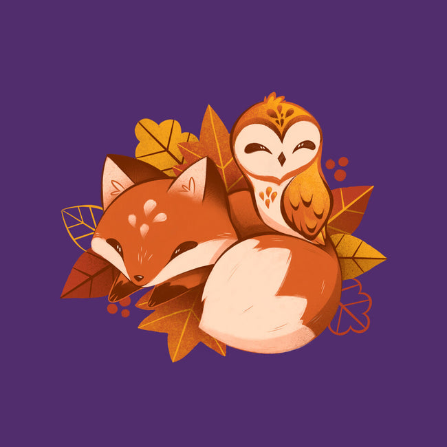 Fox And Owl Autumn-None-Matte-Poster-ricolaa